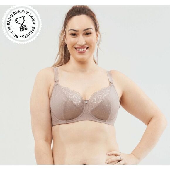 Cake Maternity TimTams Flexi-wire Nursing Bra In Taupe Polka Dot Infant Size 32H - Picture 1 of 6